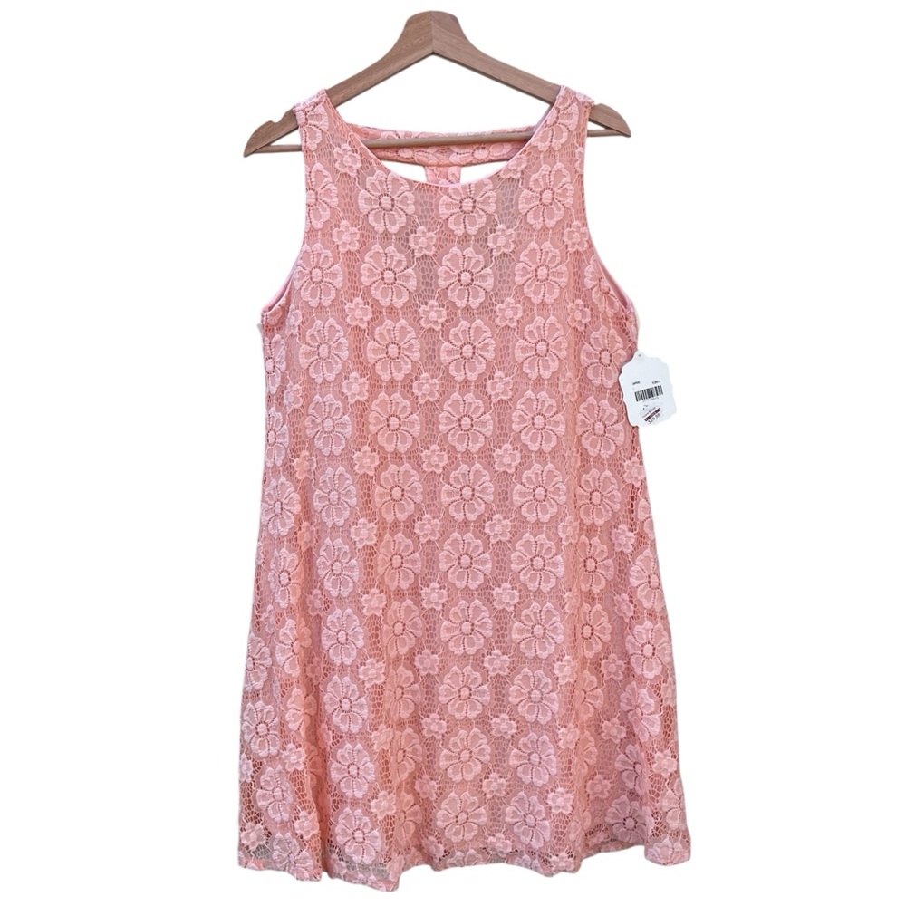Altar’d State Dress Pink Lace Swing Mini Peach Floral Womens Large L NWT